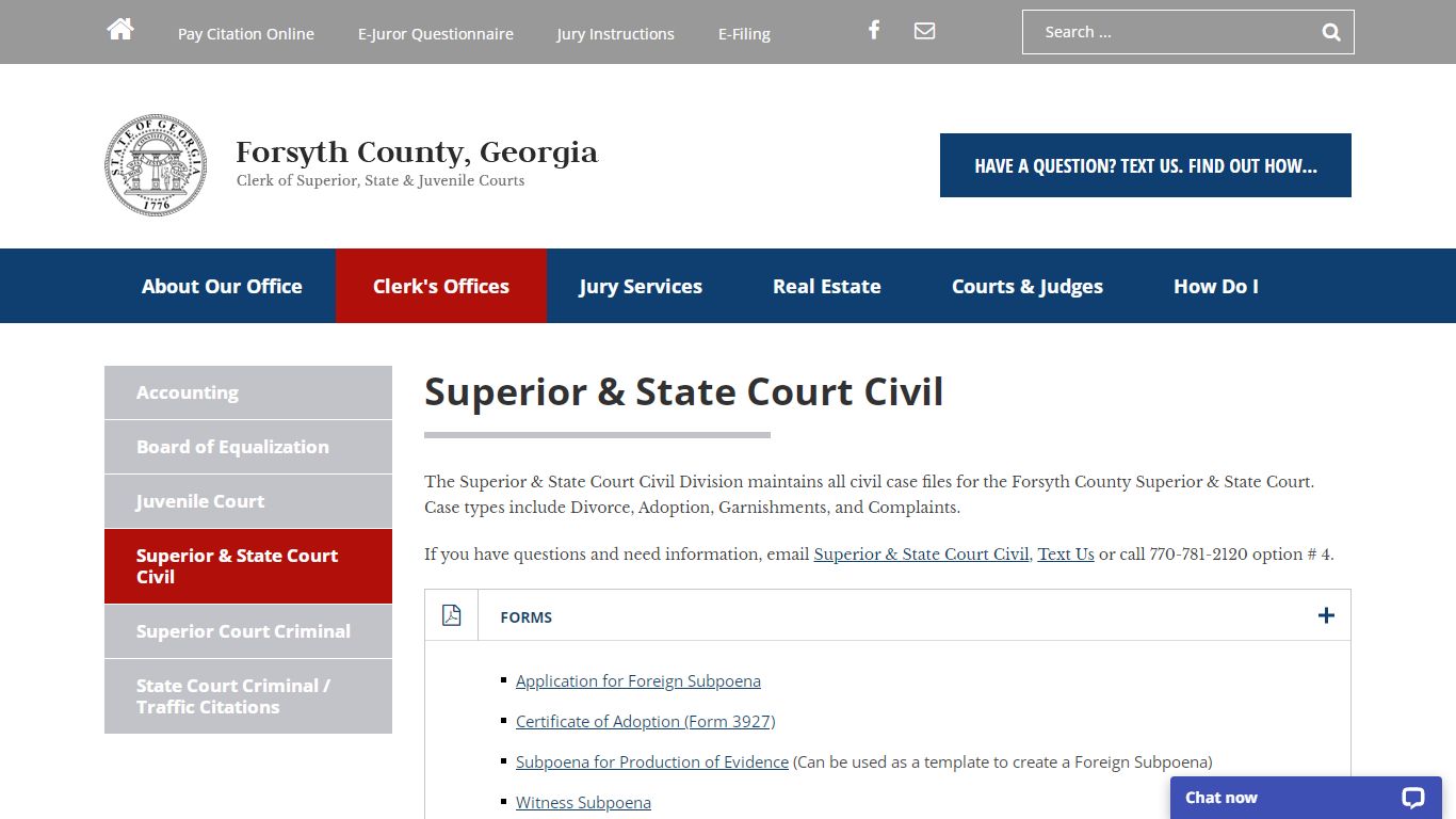 Superior & State Court Civil - forsythclerk.com